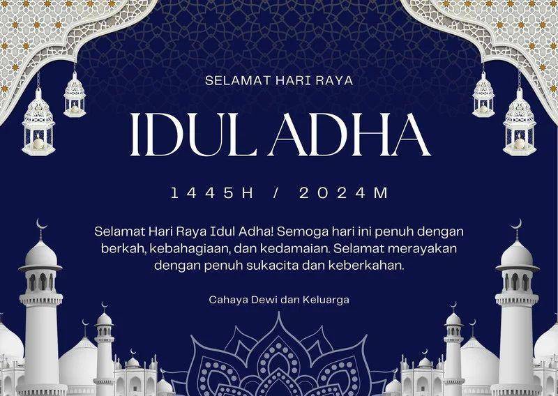 Ilustrasi kartu ucapan Idul Adha (Canva.com/Miss Jello)