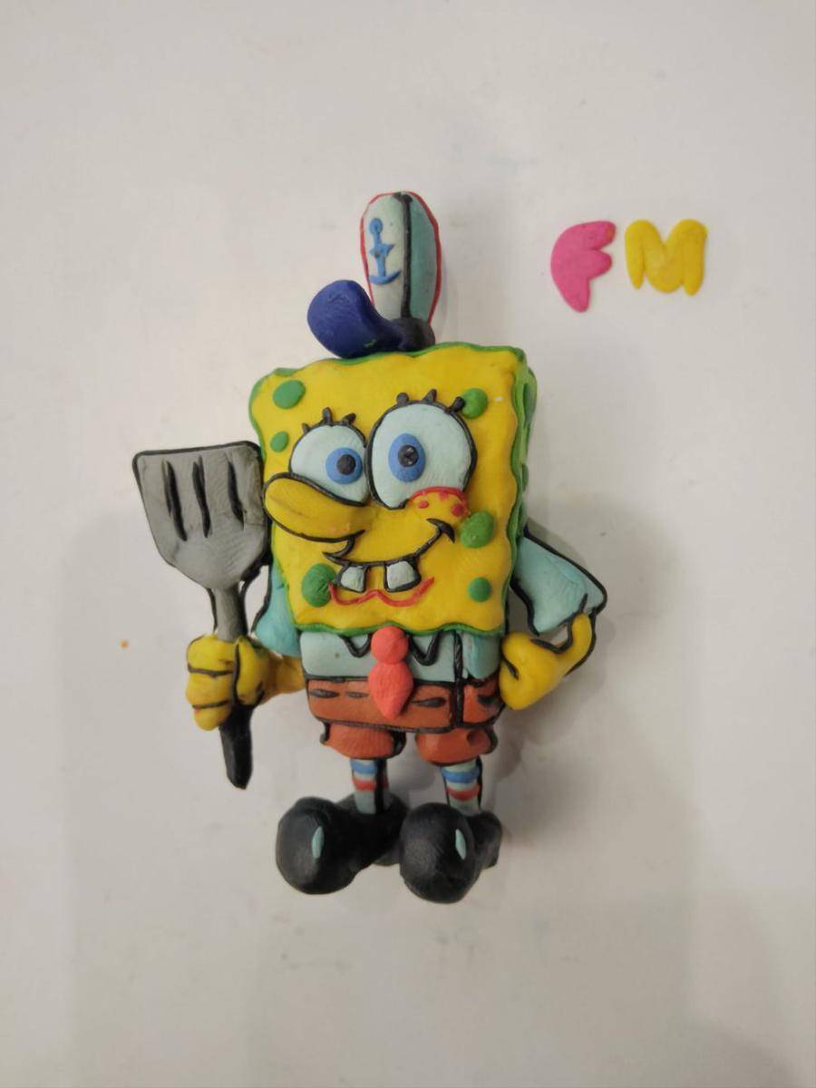 potret karya buatan tangan tema SpongeBob dari tanah liat (reddit.com/user/FakeMrM)