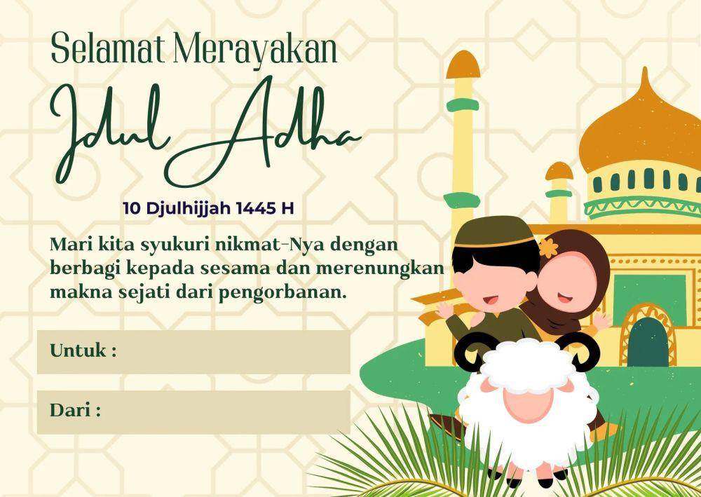 Ilustrasi kartu ucapan Idul Adha (Canva.com/FlyBets)
