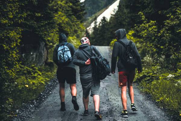 ilustrasi tiga lelaki berjalan di hutan (unsplash.com/@stywo)