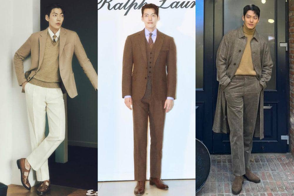 7 Insipirasi OOTD Nuansa Cokelat ala Kim Woo Bin, Getaran Vintage!