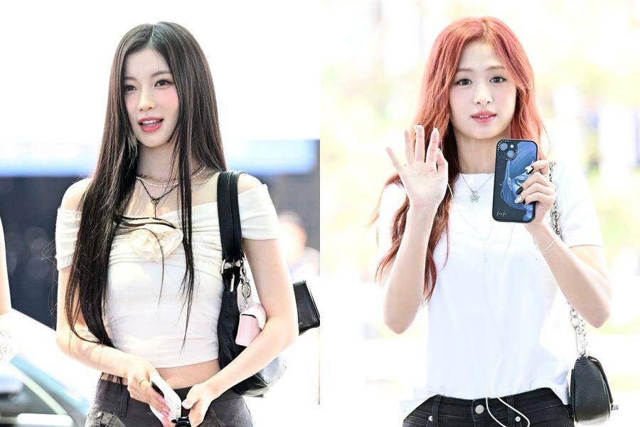 Asa dan Ahyeon BABYMONSTER saat berangkat ke Indonesia (dok. Newsen)