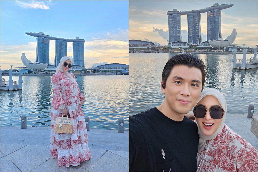 8 Foto Syahrini Berlatar Marina Bay, Anggun dengan Dress Floral!
