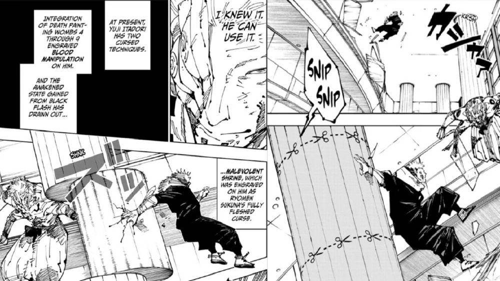 Yuji menggunakan Malevolent Shrine. (dok. Viz Media/Jujutsu Kaisen)
