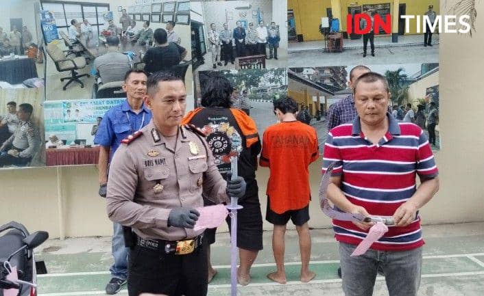 Polsek Medan Timur amankan pelaku pembacokan, Kamis 06/06/2024 (IDN Times/Eko Agus Herianto)