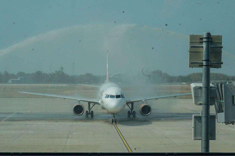 Pesawat milik maskapai Super Air Jet usai mendarat di Bandara Internasional Dhoho Kediri. IDN Times/ istimewa