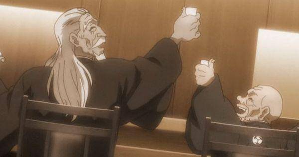 Mitsunari dan Metsudo minum bersama ( Dok. Netflix - Baki Hanma VS Kengan Ashura )