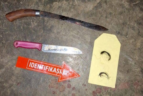 Barang bukti tindak pidana penganiayaan anak kandung terhadap ibu di Pringsewu. (DOK. Polres Pringsewu).