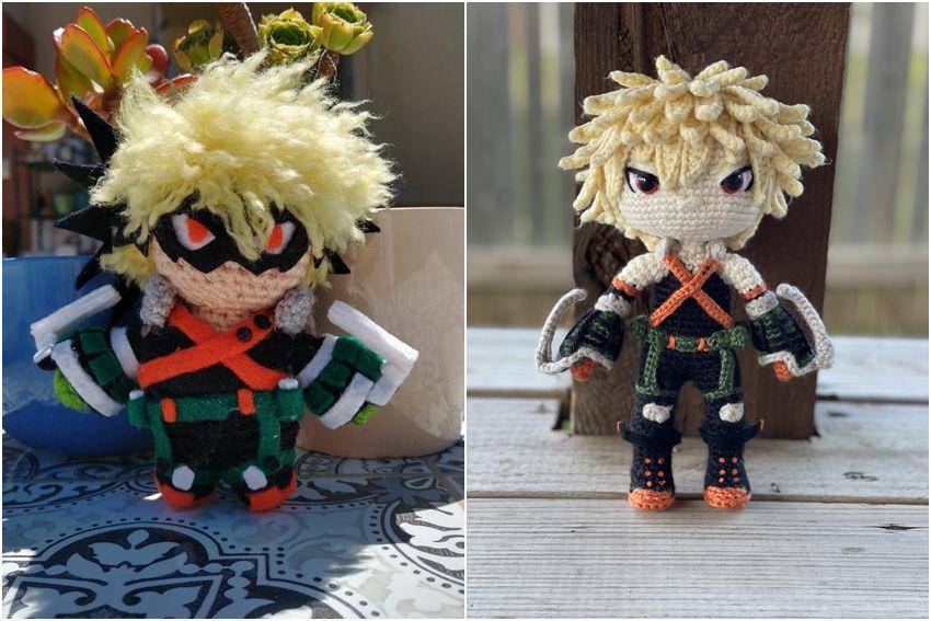 kolase potret rajutan tangan bertema Bakugo (reddit.com/user/TomogumiDolls | reddit.com/user/TheRealMKG)