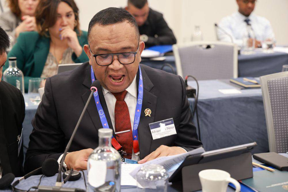Dalam Konferensi Internasional Kedua tentang Regulasi Rekrutmen Internasional yang diselenggarakan oleh International Organization for Migration (IOM) di Jenewa, Wakil Menteri Ketenagakerjaan, Afriansyah Noor, menyampaikan komitmen kuat Indonesia untuk meningkatkan tata kelola migrasi internasional yang aman dan teratur. (Dok. Kemnaker)