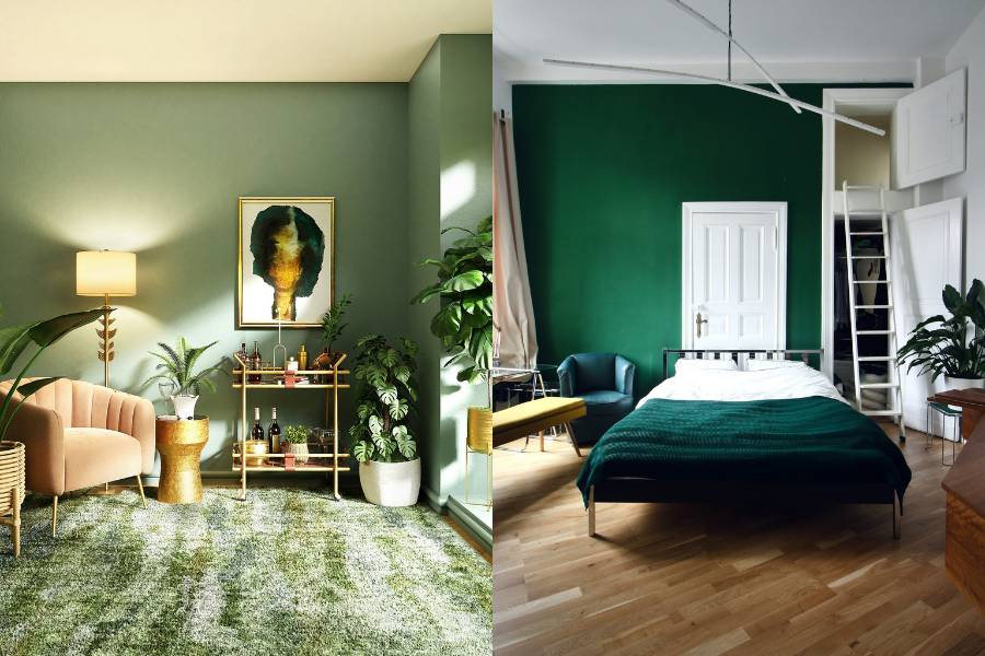 ide kombinasi warna hijau pada ruangan (unsplash.com/Spacejoy | Beazy)