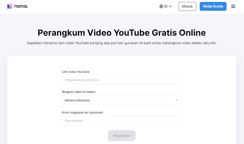 tampilan situs Notta (dok. Notta)