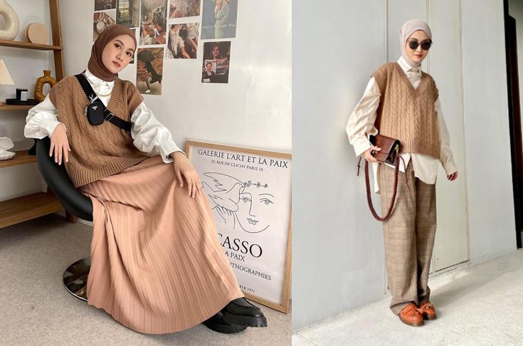 8 Ide Mix and Match Vest Cokelat ala Inas Rana, Bak Cewek Bumi!