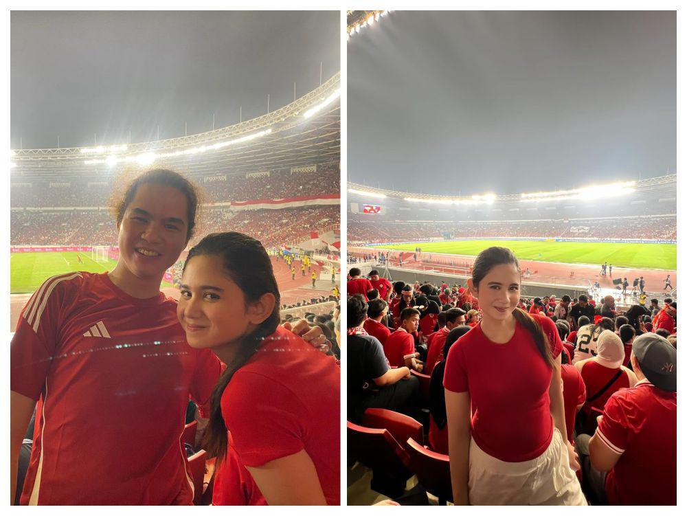 8 Potret Tissa Biani Perdana Nonton Timnas di Stadion, Diajak Dul!