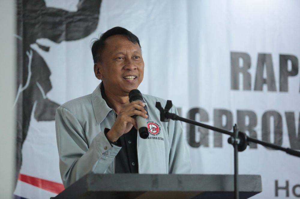 Ketum PJSI Sumut M Arief Fadhillah berbicara saat Rakerda PJSI Sumut (dok.PJSI Sumut)