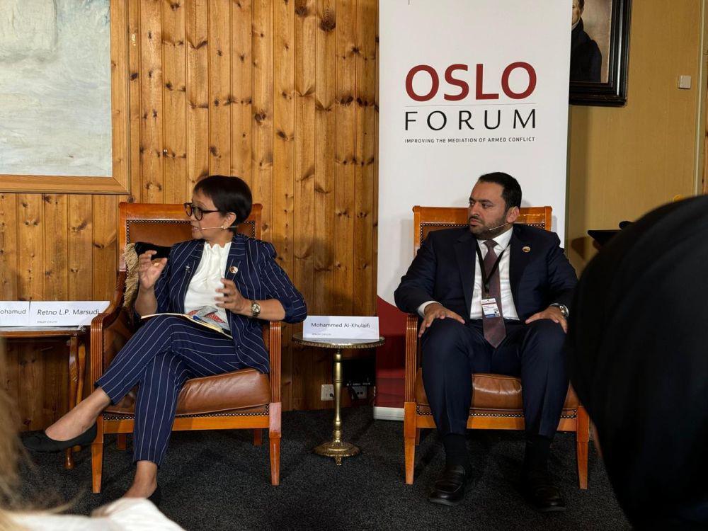 Menlu Retno Bicara soal Konflik dan Perdamaian di Oslo Forum