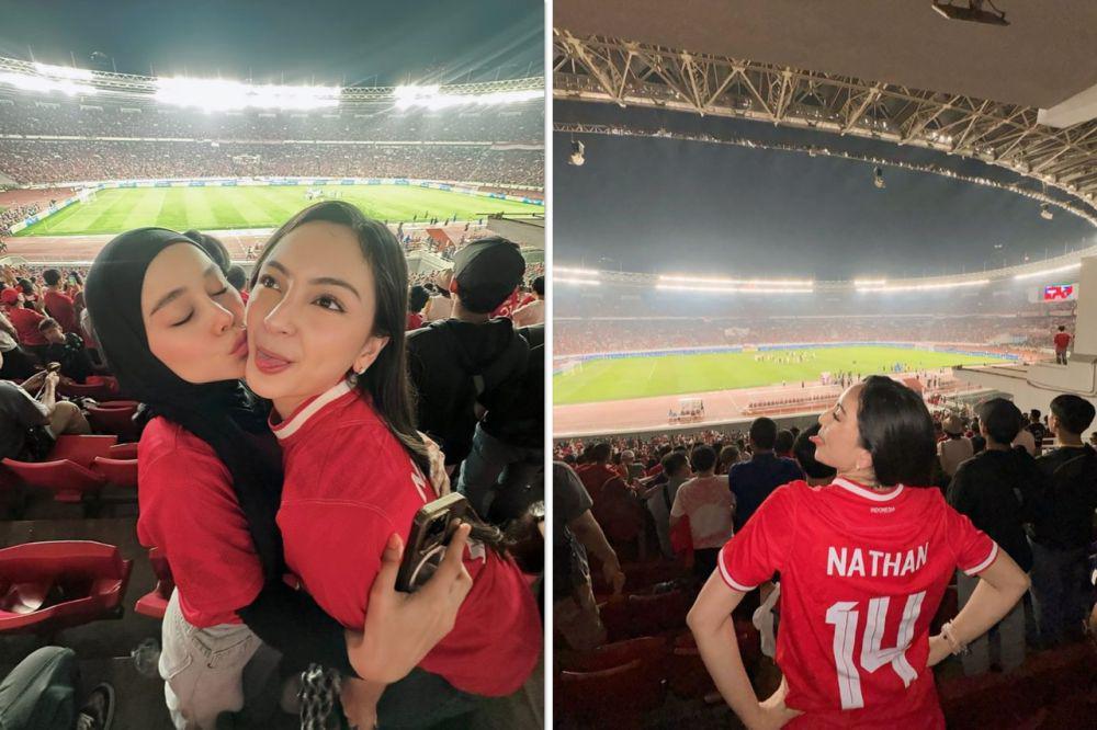 8 Potret Valerie Tifanka Nonton Timnas di GBK, Bareng Lesti Kejora!