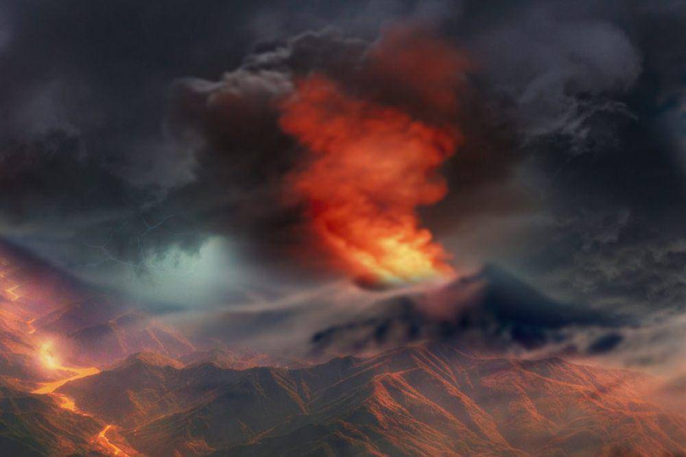 ilustrasi letusan gunung berapi (pixabay.com/Enrique/ELG21)