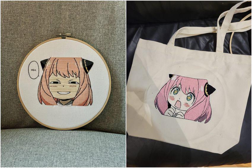 7 Sulaman Tangan Gambar Anya Forger, Ada yang Menyulam di Tote Bag!