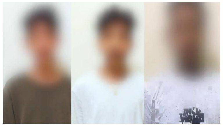 Tiga terduga pelaku pencabulan dan persetubuhan terhadap anak di bawah umur. Kasus ini terjadi di kuburan cina, Kelurahan Benteng, Kota Ambon (dok. Humas Polda Maluku)
