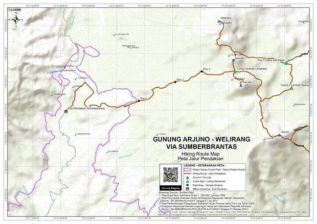 Jalur pendakian gunung Arjuno-Welirang via Sumber Brantas. Foto: UPT Tahura Raden Soerjo