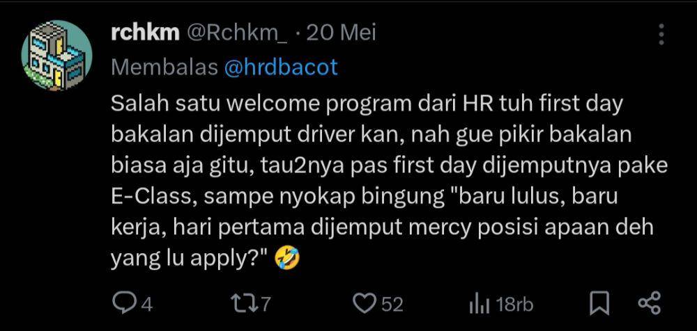 momen lucu hari pertama kerja (x.com/Rchkm_)