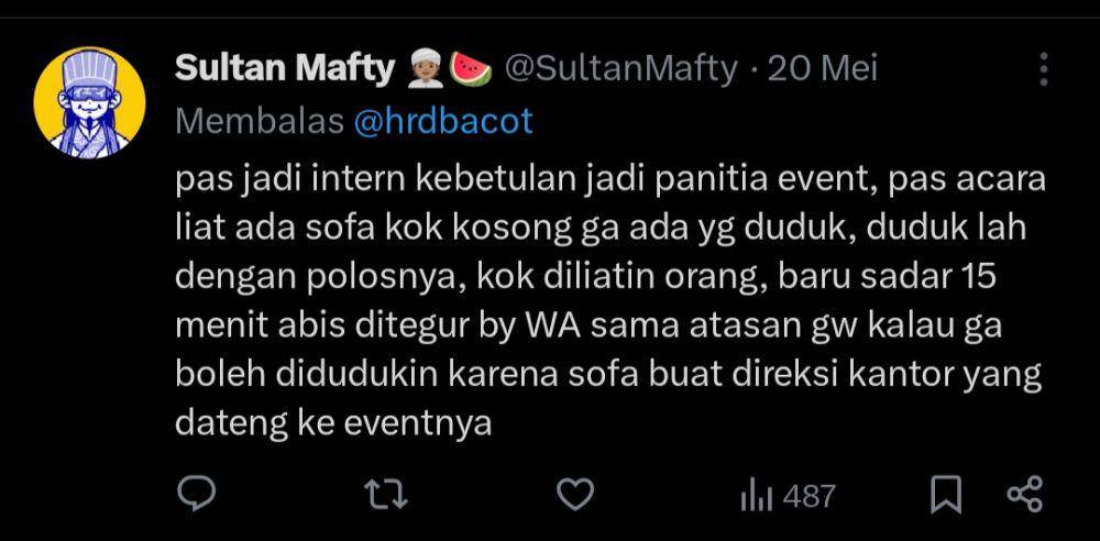 momen lucu hari pertama kerja (x.com/SultanMafty)