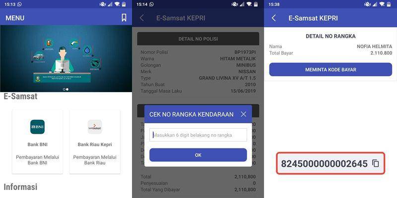 tampilan aplikasi E-Samsat KEPRI (dok. Google Play Store(