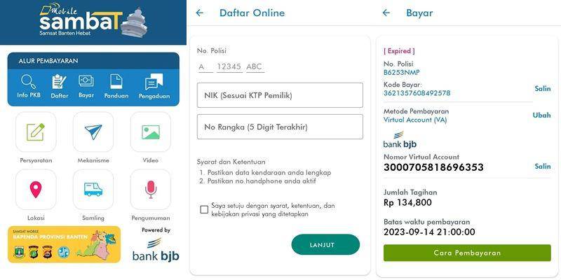 tampilan aplikasi Samsat Banten Hebat (dok. Google Play Store)