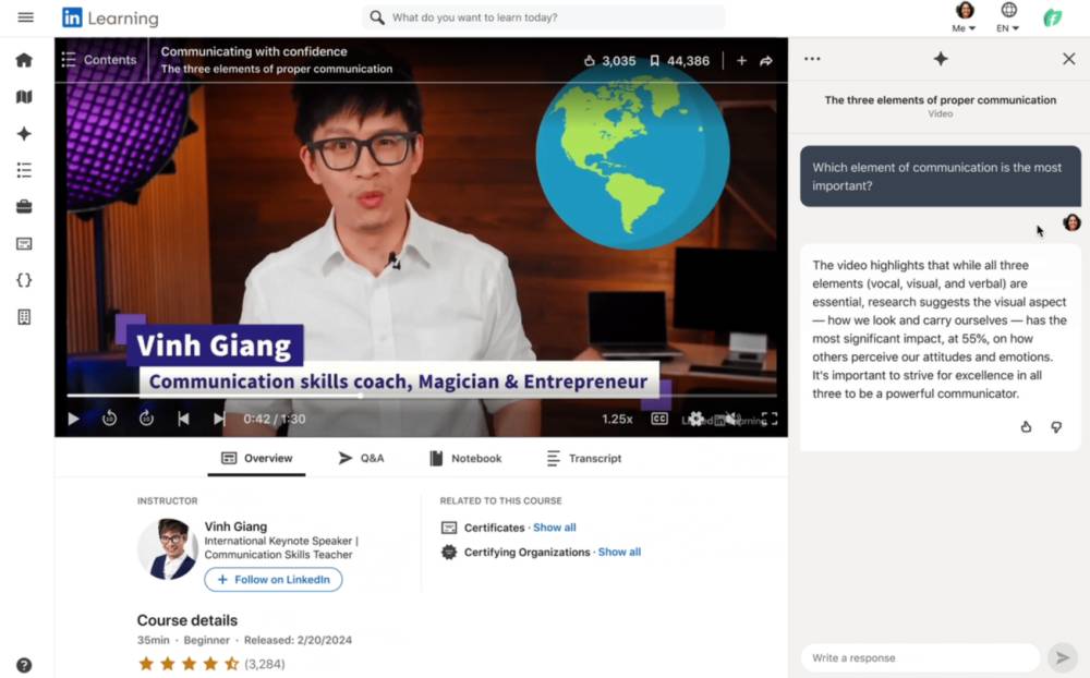 tampilan fitur AI di LinkedIn. (linkedin.com)