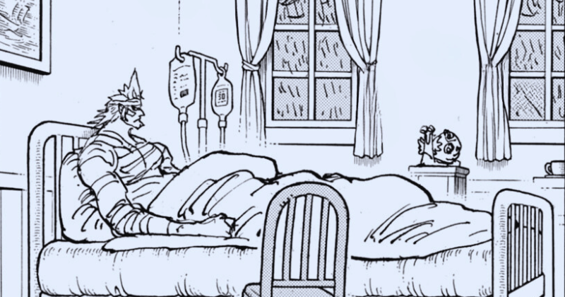 X Drake terbaring di rumah sakit Angkatan Laut. (mangaplus.shueisha.co.jp/One Piece)