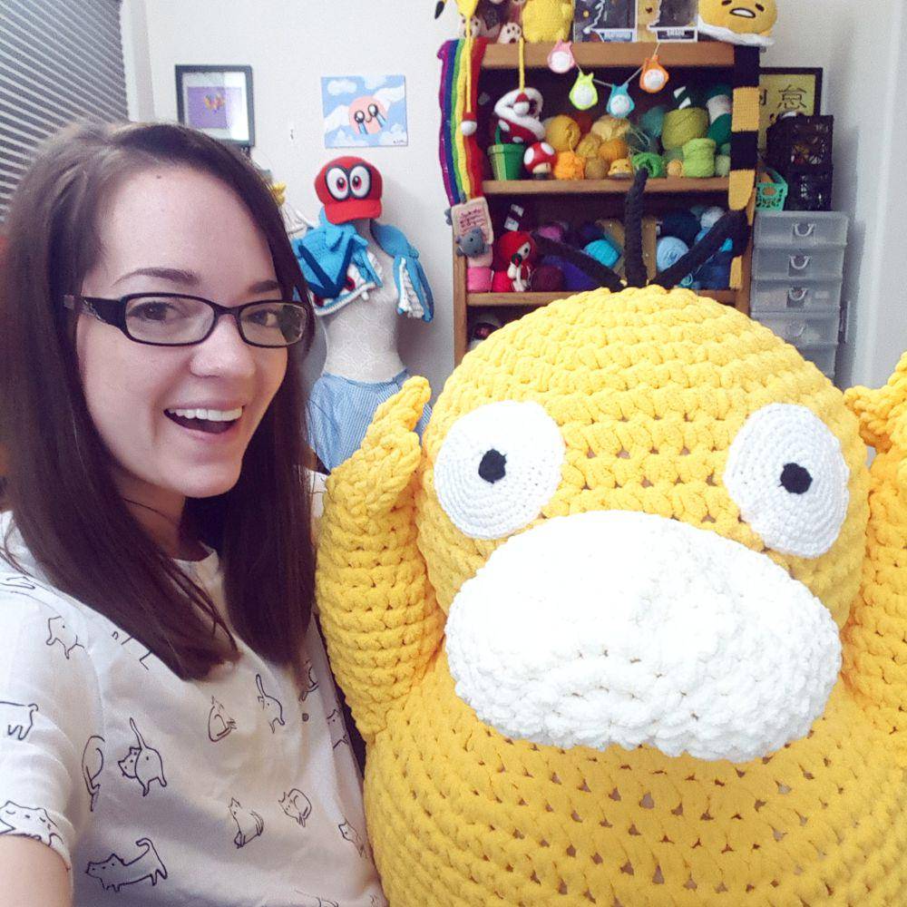 potret karya buatan tangan bertema Psyduck (reddit.com/user/KHookCreations)