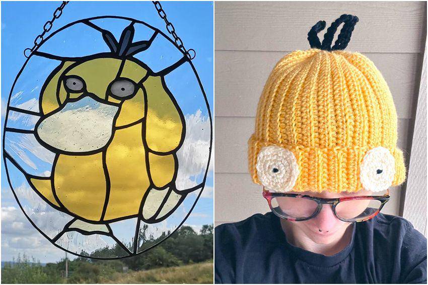 kolase potret karya buatan tangan bertema Psyduck (reddit.com/user/TheLittleGlassRat | reddit.com/user/32RabbitTeeth)