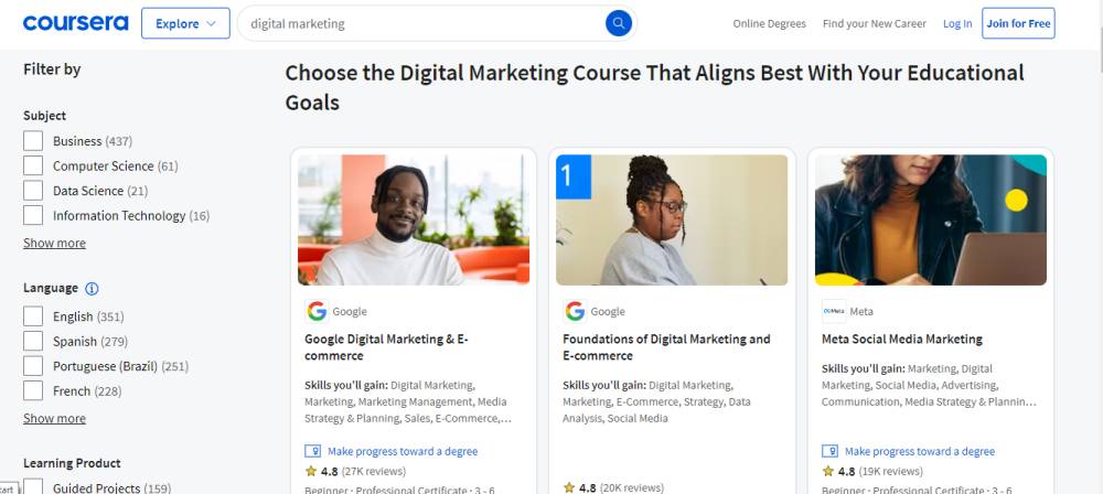 tampilan website Coursera (dok. coursera.org)