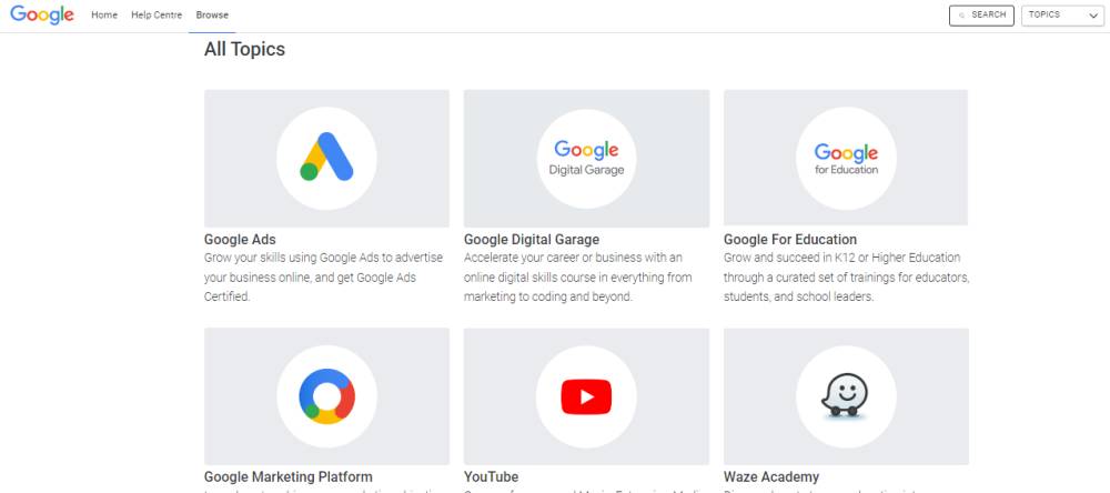 tampilan website Google Skillshop (dok. skillshop.withgoogle.com)