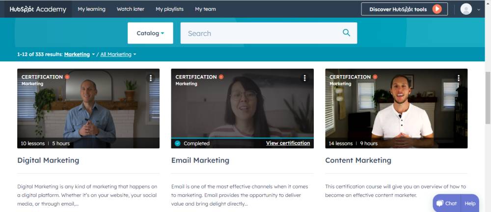tampilan website HubSpot Academy (dok. hubspot.com)