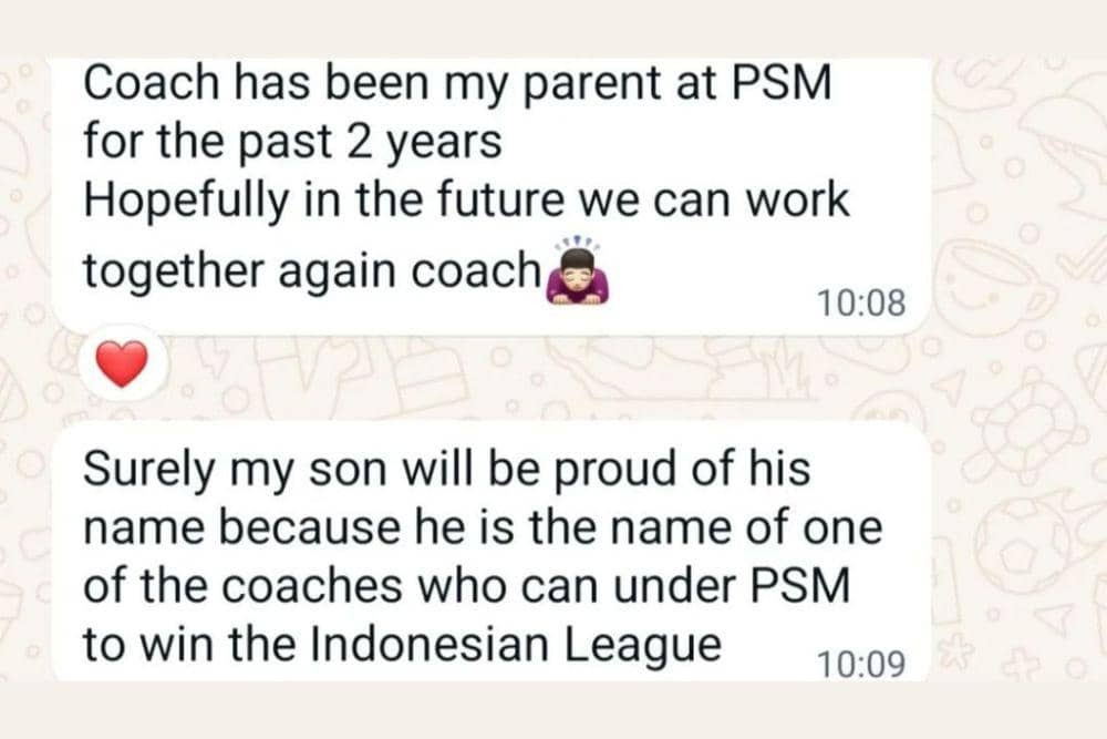 Tangkapan layar percakapan WhatsApp antara Yance Sayuri dengan Bernardo Tavares. (Instagram.com/bernardotavares80)