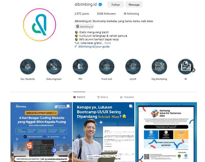 akun Instagram dibimbing.id (instagram.com/dibimbing.id)