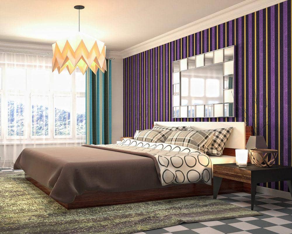 ilustrasi dinding nila dan ranjang cokelat (pixabay.com/tungnguyen0905)