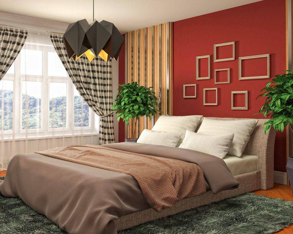 ilustrasi dinding merah dan ranjang cokelat (pixabay.com/tungnguyen0905)