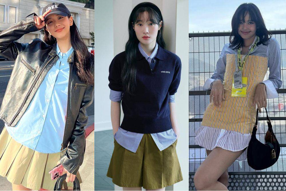 ide padu padan kemeja biru ala artis Korea (instagram.com/sooyaaa__ | instagram.com/j_chaeyeoni | instagram.com/lalalalisa_m)