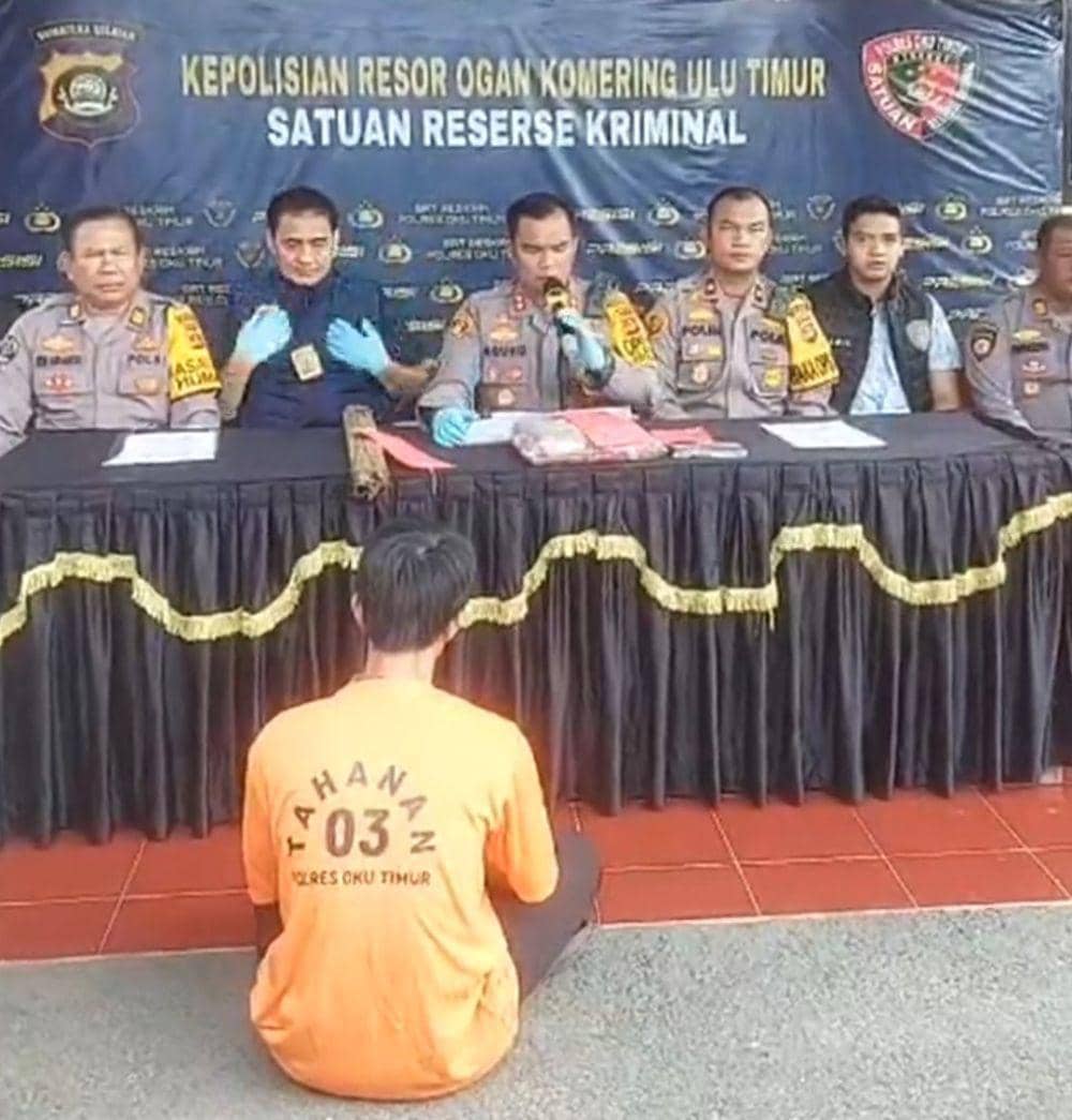 (Polres OKU Timur saat press rilis penemuan mayat pelajar di OKU Timur) IDN Times/istimewa