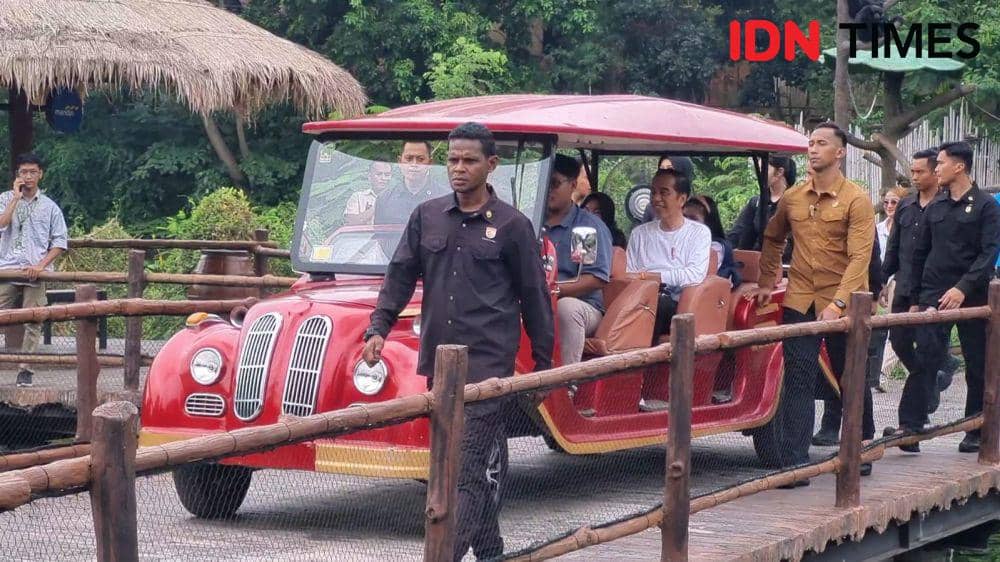Presiden Jokowi bersama cucu mengunjungi Solo Safari. (IDN Times/Larasati Rey)