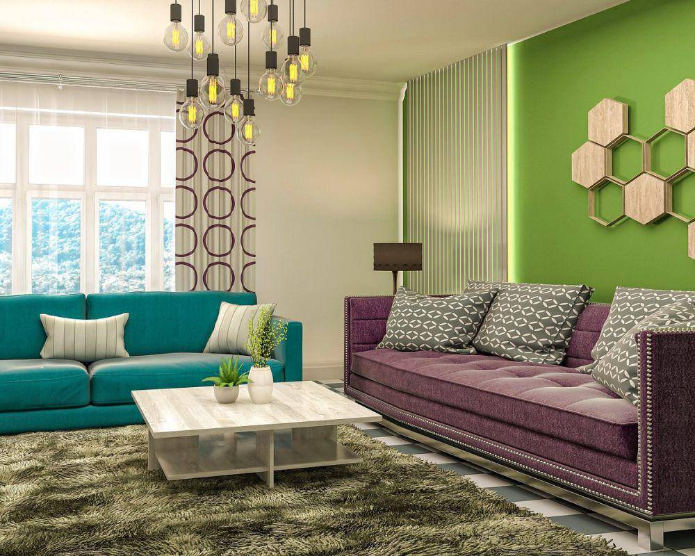 ilustrasi sofa berwarna teal dan ungu (pixabay.com/tungnguyen0905)