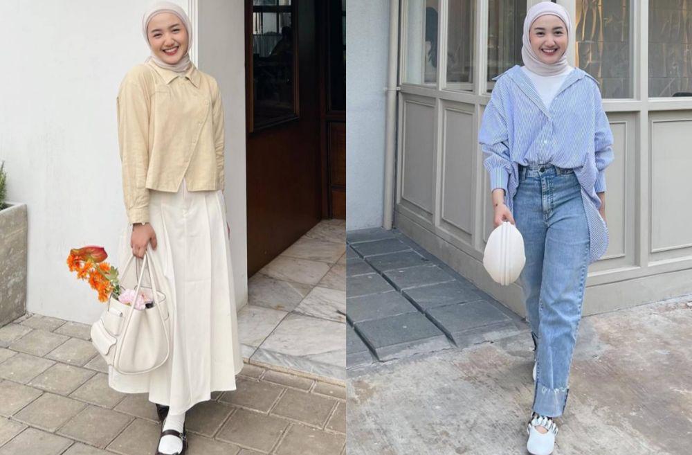 9 OOTD Hijab buat Kuliah ala Thafanya Sabila yang Modis Gak Ribet!