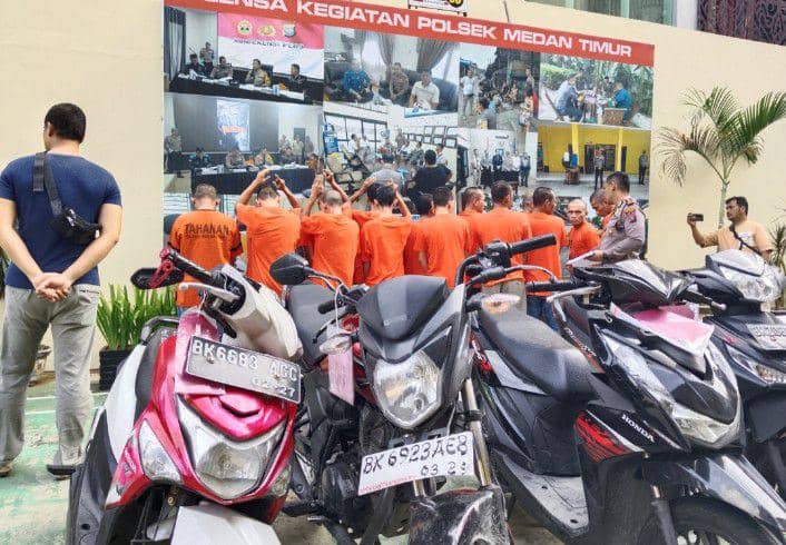 Belasan bandit jalanan tertangkap pada operasi sikat yang digelar Polsek Medan Timur (IDN Times/Eko Agus Herianto)