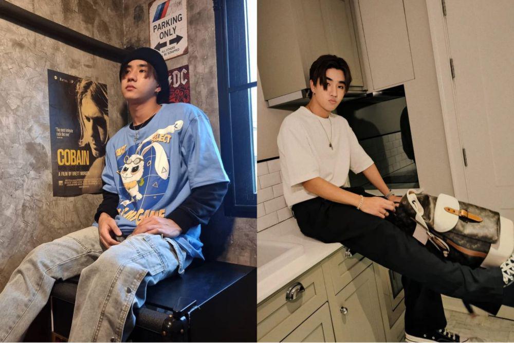 7 OOTD Kasual dengan Oversized T-Shirt ala Perth Tanapon, Gak Boring!