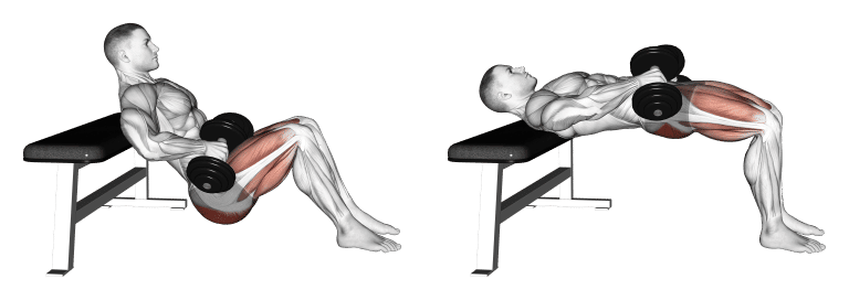 ilustrasi hip thrust dengan dumbel (inspireusafoundation.org)