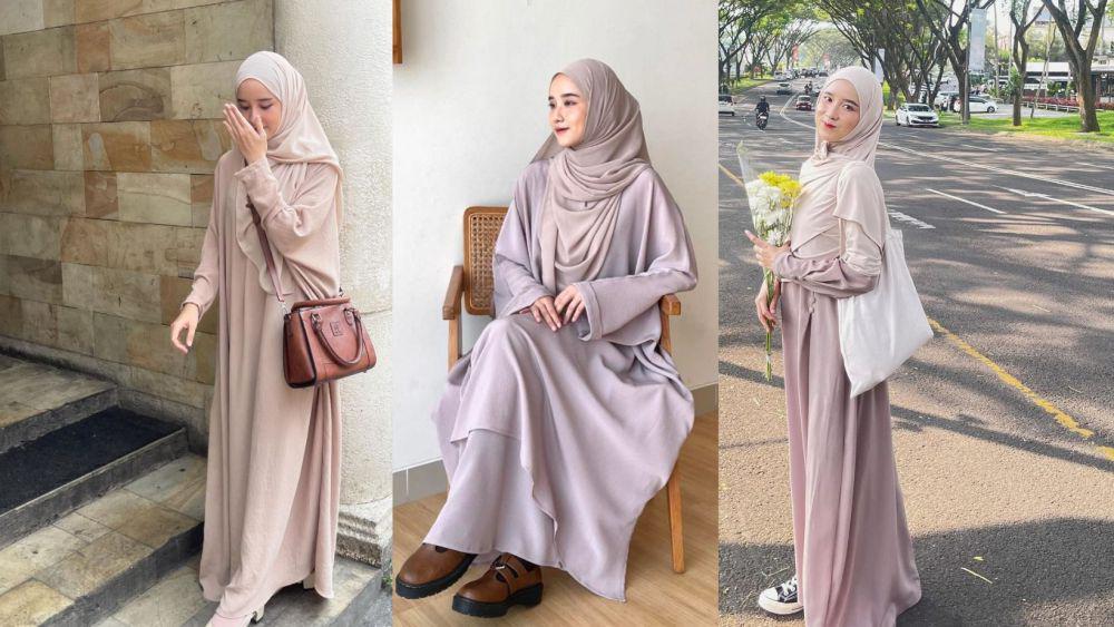 9 OOTD Hijab Syari Nuansa Earth Tone ala Selebgram Fani Meyna, Catchy!