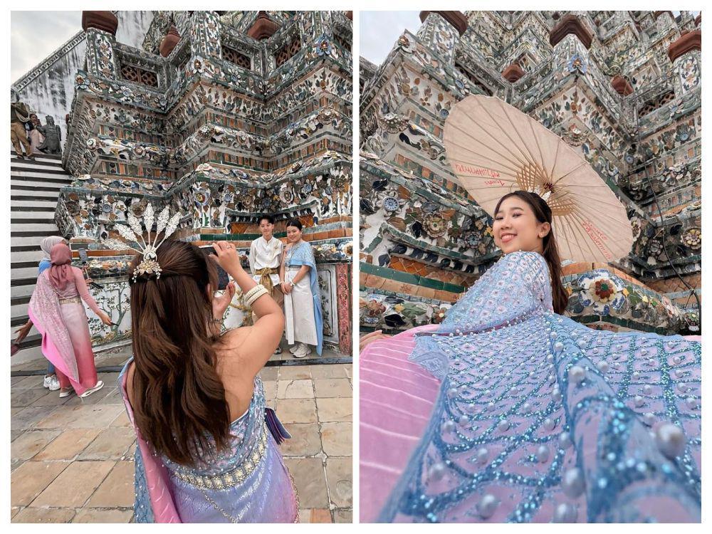 9 Potret Kiky Saputri Liburan di Wat Arun Thailand, Asyik Foto-Foto!
